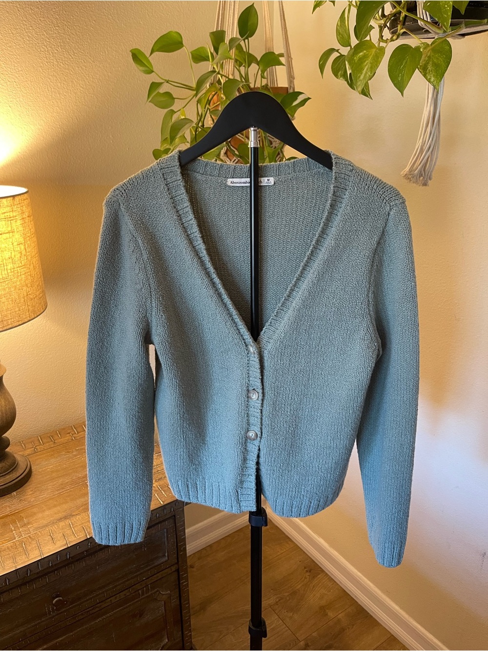 Abercrombie & Fitch Seafoam V-Neck Button Cardigan